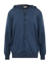 Cashmere Company Man Cardigan Slate Blue Size 46 Cotton
