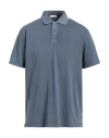 Cashmere Company Man Polo Shirt Slate Blue Size 44 Cotton