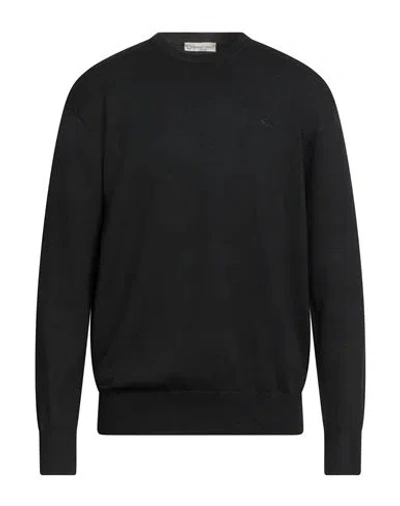 Cashmere Company Man Sweater Black Size 44 Merino Wool, Elastane