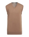Cashmere Company Man Sweater Camel Size 48 Wool, Cashmere, Silk, Nylon In Beige