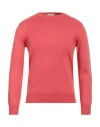 Cashmere Company Man Sweater Coral Size 36 Cotton In Red