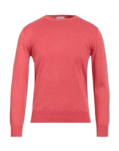 Cashmere Company Man Sweater Coral Size 36 Cotton In Red