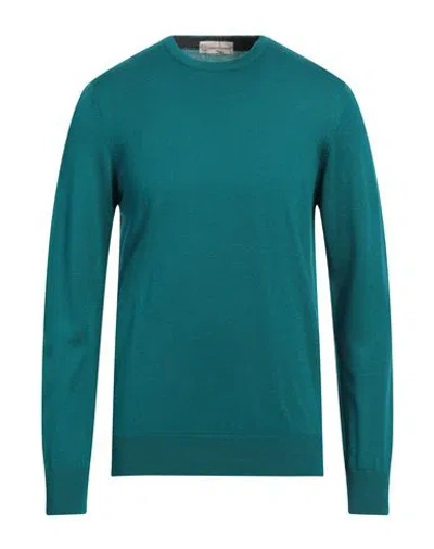 Cashmere Company Man Sweater Deep Teal Size 44 Wool, Cashmere, Silk, Nylon In Green