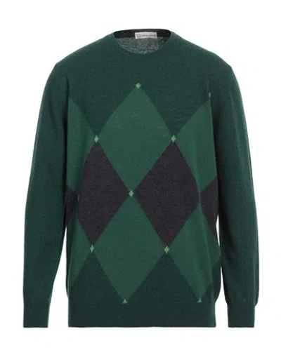 Cashmere Company Man Sweater Emerald Green Size 44 Wool In Green