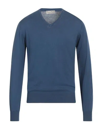 Cashmere Company Man Sweater Navy Size 42 Cotton, Cashmere, Silk In Navy Blue
