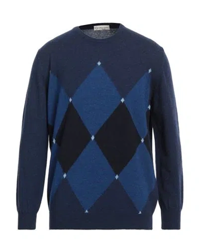 Cashmere Company Man Sweater Navy Blue Size 44 Wool In Navy Blue