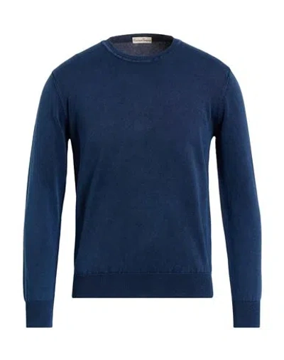 Cashmere Company Man Sweater Navy Size 38 Cotton In Blue