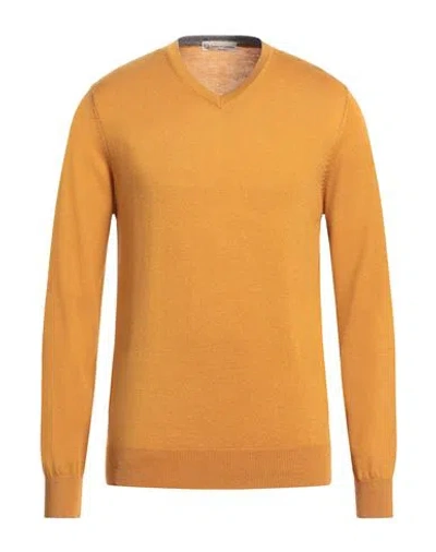 Cashmere Company Man Sweater Ocher Size 42 Wool, Cashmere, Silk, Nylon In Yellow
