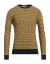 Cashmere Company Man Sweater Marigold Size 42 Wool, Cashmere, Silk, Nylon In Yellow