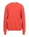 Cashmere Company Man Sweater Orange Size 46 Geelong Wool In Orange