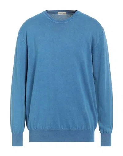 Cashmere Company Man Sweater Pastel Blue Size 40 Cotton