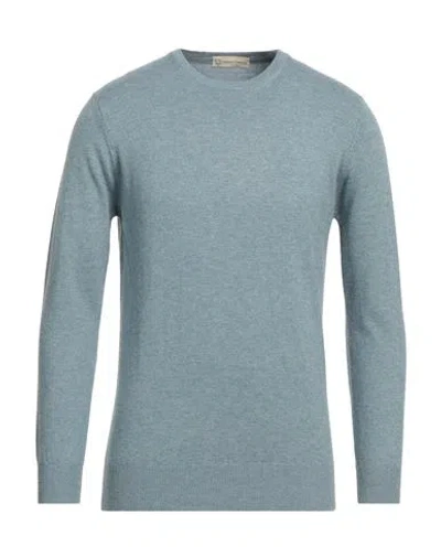 Cashmere Company Man Sweater Pastel Blue Size 40 Wool, Cashmere