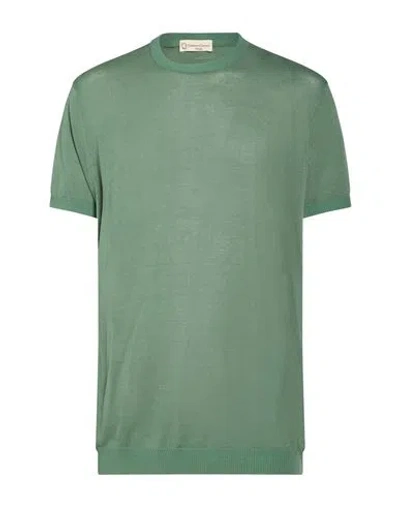 Cashmere Company Man Sweater Sage Green Size 46 Cotton, Linen