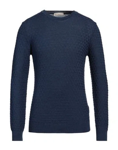 Cashmere Company Man Sweater Slate Blue Size 44 Merino Wool, Acrylic