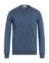 Cashmere Company Man Sweater Slate Blue Size 42 Cotton, Linen