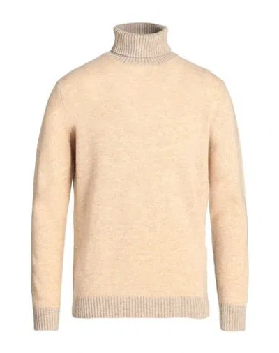Cashmere Company Man Turtleneck Beige Size 46 Geelong Wool In Beige