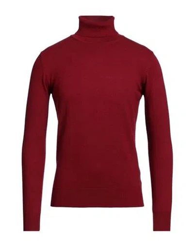 Cashmere Company Man Turtleneck Burgundy Size 44 Wool, Cashmere In Red