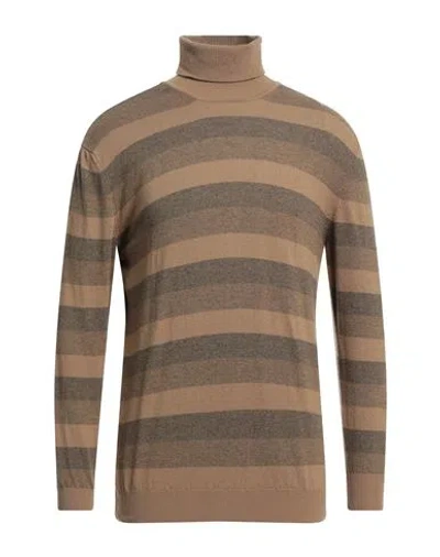 Cashmere Company Man Turtleneck Camel Size 48 Wool, Cashmere In Beige