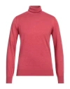 Cashmere Company Man Turtleneck Coral Size 48 Wool, Cashmere, Silk, Nylon In Red