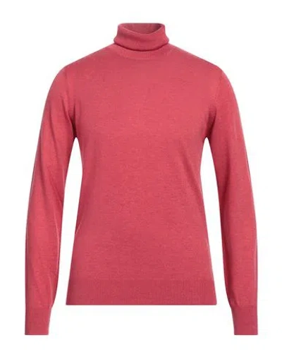 Cashmere Company Man Turtleneck Coral Size 48 Wool, Cashmere, Silk, Nylon In Red