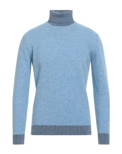 Cashmere Company Man Turtleneck Light Blue Size 38 Geelong Wool