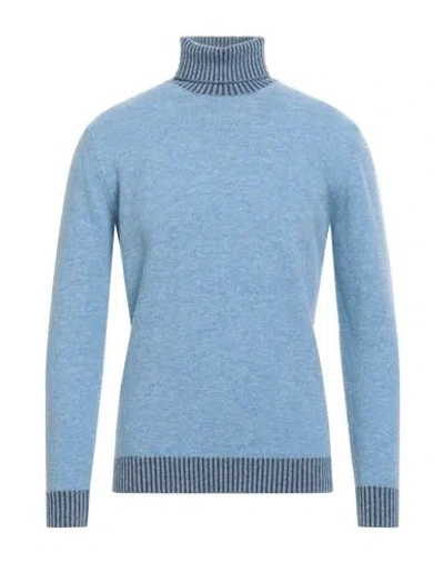 Cashmere Company Man Turtleneck Light Blue Size 38 Geelong Wool In Blue