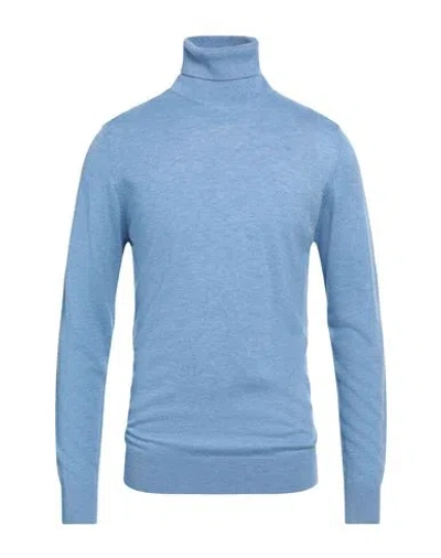 Cashmere Company Man Turtleneck Light Blue Size 40 Wool, Cashmere, Silk, Nylon In Blue