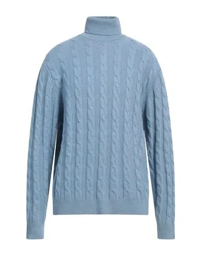 Cashmere Company Man Turtleneck Light Blue Size 46 Wool, Cashmere