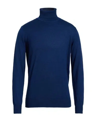 Cashmere Company Man Turtleneck Navy Size 44 Wool, Cashmere, Silk, Nylon In Blue