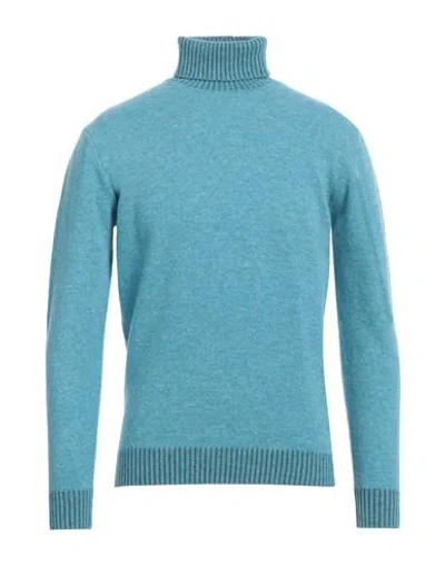 Cashmere Company Man Turtleneck Pastel Blue Size 46 Geelong Wool