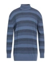 Cashmere Company Man Turtleneck Slate Blue Size 48 Wool, Cashmere In Blue