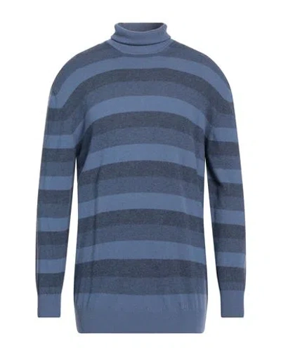 Cashmere Company Man Turtleneck Slate Blue Size 48 Wool, Cashmere