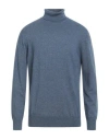 Cashmere Company Man Turtleneck Slate Blue Size 48 Wool, Cashmere