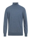 Cashmere Company Man Turtleneck Slate Blue Size 48 Wool, Cashmere In Blue