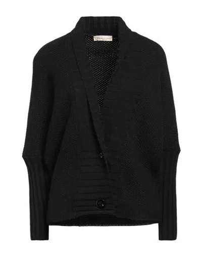 CASHMERE COMPANY CASHMERE COMPANY WOMAN CARDIGAN BLACK SIZE 10 WOOL, ALPACA WOOL
