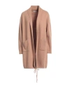 Cashmere Company Woman Cardigan Camel Size 10 Wool, Cashmere In Beige