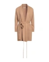 Cashmere Company Woman Cardigan Camel Size 8 Wool, Cashmere In Beige
