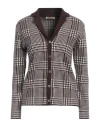 Cashmere Company Woman Cardigan Chocolate Brown Size 12 Wool, Cashmere, Nylon, Elastane In Brown