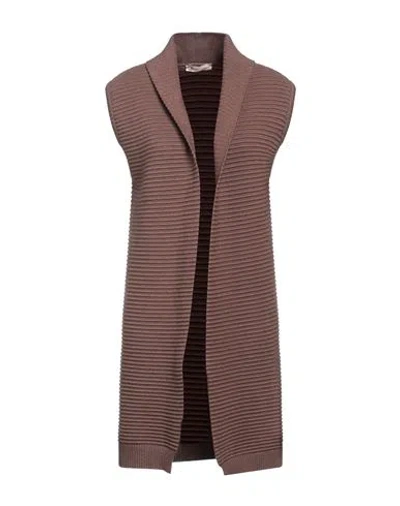 Cashmere Company Woman Cardigan Dark Brown Size 1 Wool, Cashmere, Nylon, Elastane In Brown
