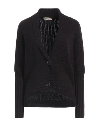 Cashmere Company Woman Cardigan Deep Purple Size 8 Wool, Alpaca Wool In Black