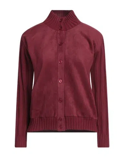 Cashmere Company Woman Cardigan Garnet Size 6 Wool, Cashmere In Red