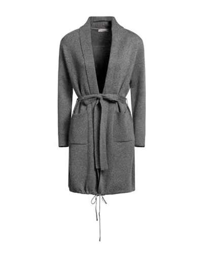 Cashmere Company Woman Cardigan Grey Size 10 Wool, Cashmere