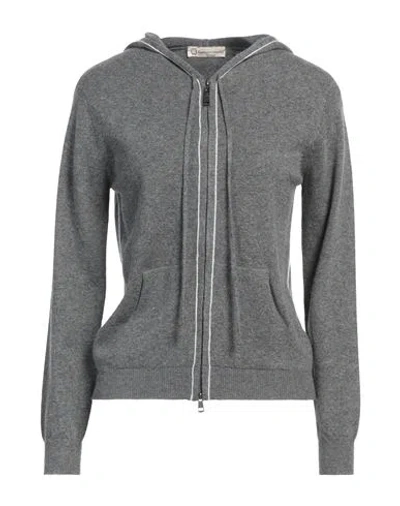 Cashmere Company Woman Cardigan Grey Size 6 Wool, Cashmere