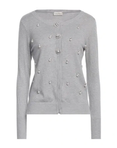 Cashmere Company Woman Cardigan Grey Size 12 Wool, Cashmere, Nylon, Elastane