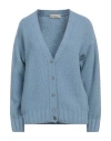 Cashmere Company Woman Cardigan Sky Blue Size 10 Wool, Alpaca Wool