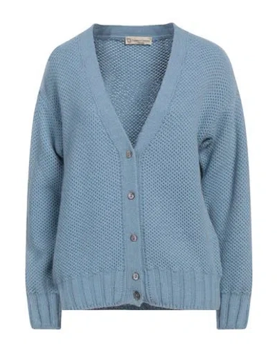 Cashmere Company Woman Cardigan Sky Blue Size 10 Wool, Alpaca Wool