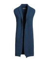 Cashmere Company Woman Cardigan Slate Blue Size 2 Wool, Cashmere, Nylon, Elastane In Blue