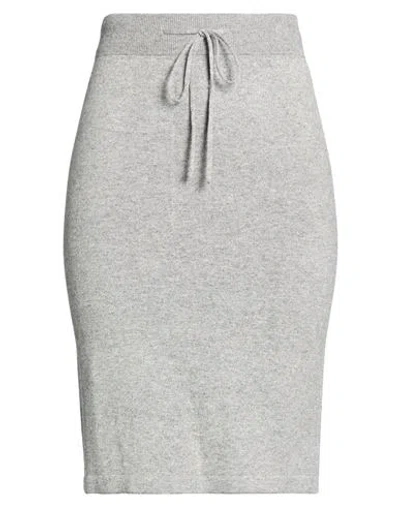 Cashmere Company Woman Midi Skirt Light Grey Size 14 Wool, Cashmere In Multi