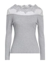 Cashmere Company Woman Sweater Grey Size 8 Wool, Cashmere, Nylon, Elastane In Grey