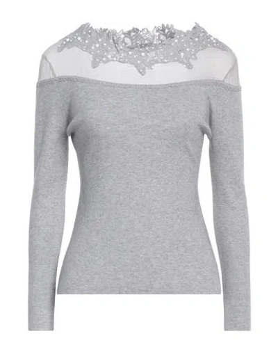 Cashmere Company Woman Sweater Grey Size 10 Wool, Cashmere, Nylon, Elastane